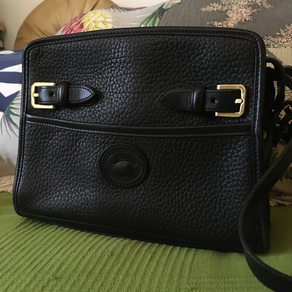 Vintage Dooney & Bourke Black Double Buckle Crossbody